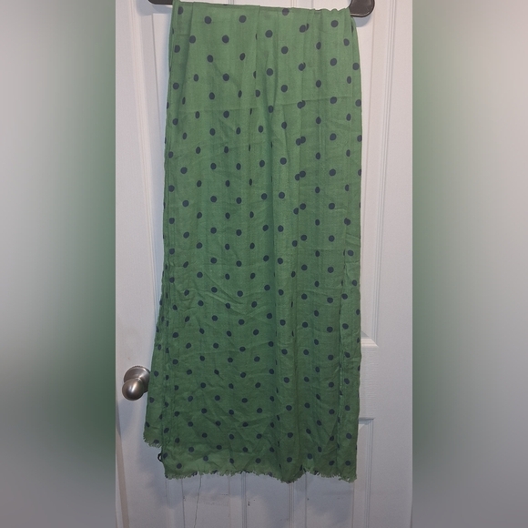 J. Crew Green and Navy Polka Dot Scarf - Picture 2 of 4